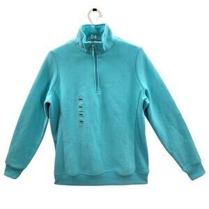 Izod Golf Ladies Blue Mock Neck Zip Front‎ Henley Sweatshirt